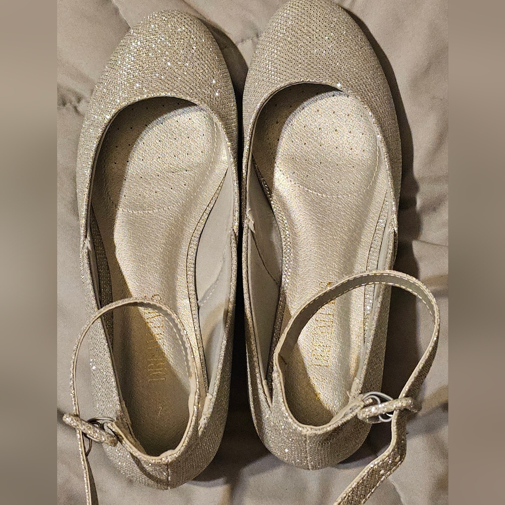 Silver Glittery Dress Flats Women's Shoes